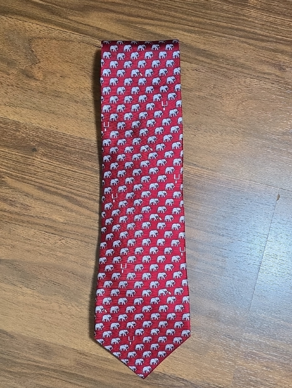 Nola Couture Red Elephant Football Pattern Alabama Silk Tie